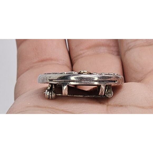 10K - Diamond - 925 Sterling Silver Brooch Pendant-Stand-Locket Love Photo Frame - Picture 7 of 10